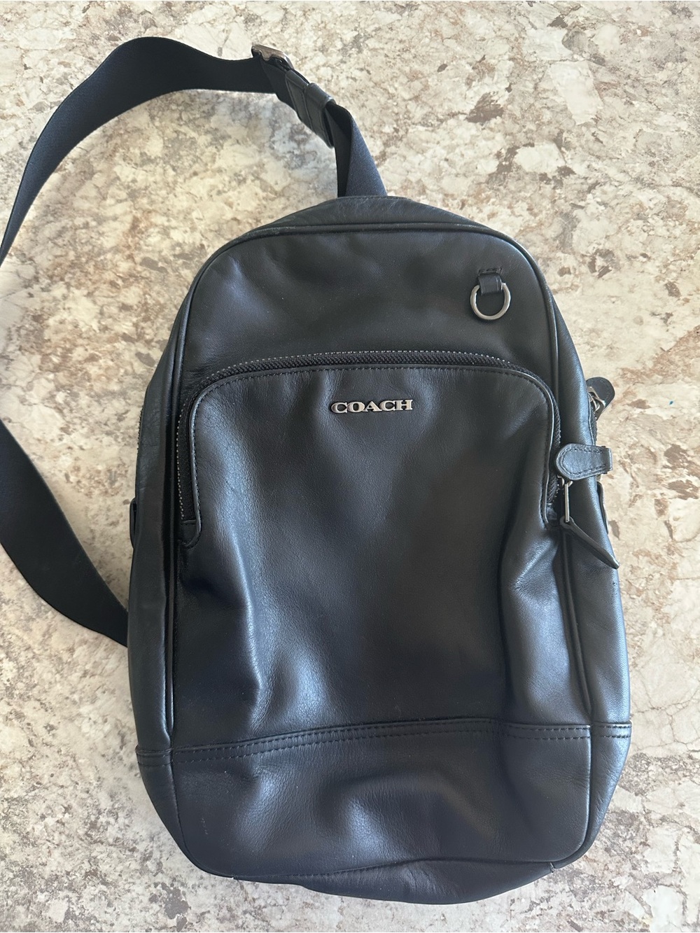COACH Black Leather Crossbody Sling Bag